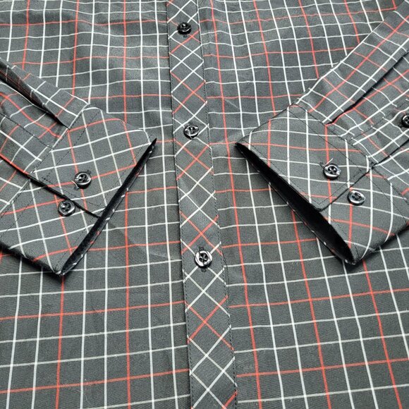 Galaxy by Harvic Shirt Button Up Mens Large Slim Fit Long Sleeve Check - Picture 8 of 16
